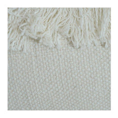 Handmade Cotton Textured Fringe Cushion Cover | Boho Decorative Pillow Cover | Off White | 45x45 cm