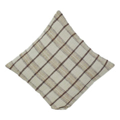 Beige Checkered Cotton Cushion Cover | Minimal Plaid Design | Soft Woven Throw Pillow Case | 45x45 cm