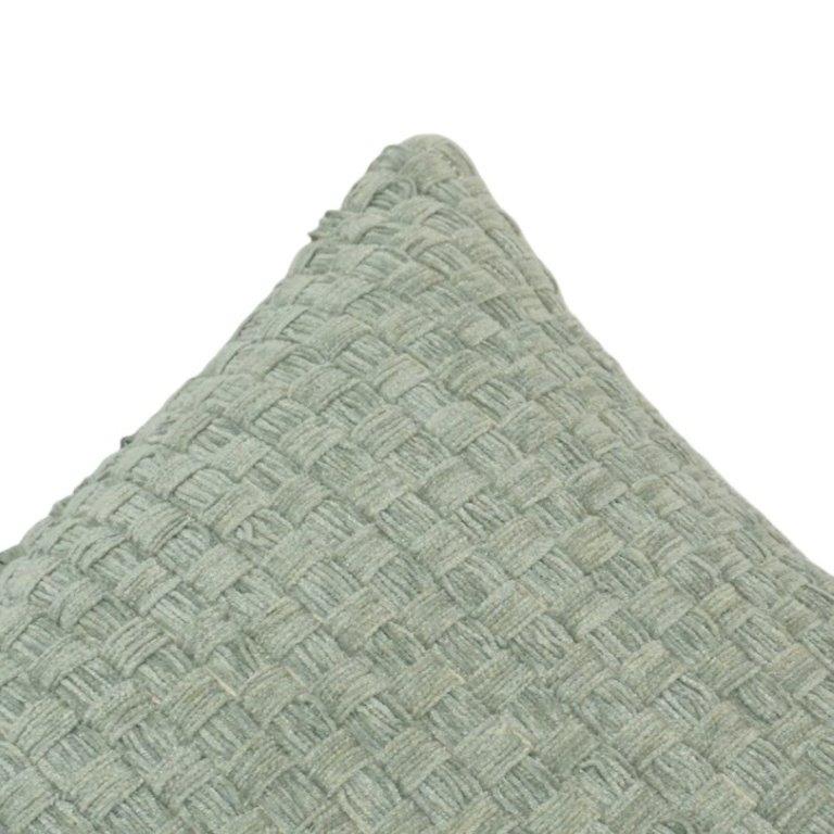Handmade Woven Cotton Cushion Cover – Sage Green Textured Pillow Cover 45x45 cm | Modern Boho Decorative Cushion - Bulk manufacturer & supplier from Panipat, India