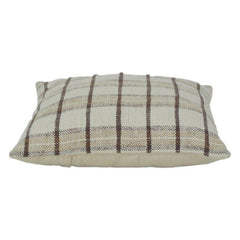 Beige Checkered Cotton Cushion Cover | Minimal Plaid Design | Soft Woven Throw Pillow Case | 45x45 cm