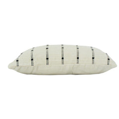 Minimalistischer gestreifter Baumwoll-Kissenbezug 35x50 cm | Handgewebter neutraler Lendenkissenbezug | Modernes Boho-Wohnaccessoire