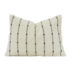 Minimalistischer gestreifter Baumwoll-Kissenbezug 35x50 cm | Handgewebter neutraler Lendenkissenbezug | Modernes Boho-Wohnaccessoire
