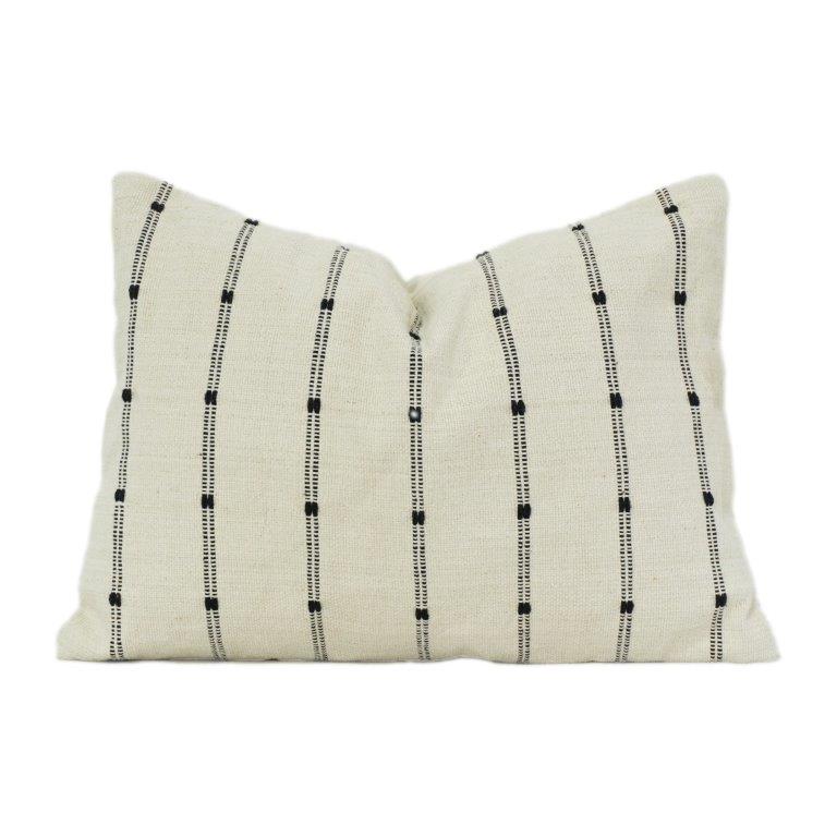 Minimalist Striped Cotton Cushion Cover 35x50 cm | Handwoven Neutral Lumbar Pillow Cover | Modern Boho Home Décor