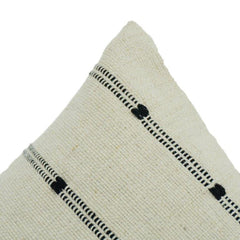 Minimalistischer gestreifter Baumwoll-Kissenbezug 35x50 cm | Handgewebter neutraler Lendenkissenbezug | Modernes Boho-Wohnaccessoire