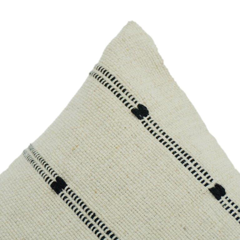 Minimalist Striped Cotton Cushion Cover 35x50 cm | Handwoven Neutral Lumbar Pillow Cover | Modern Boho Home Décor