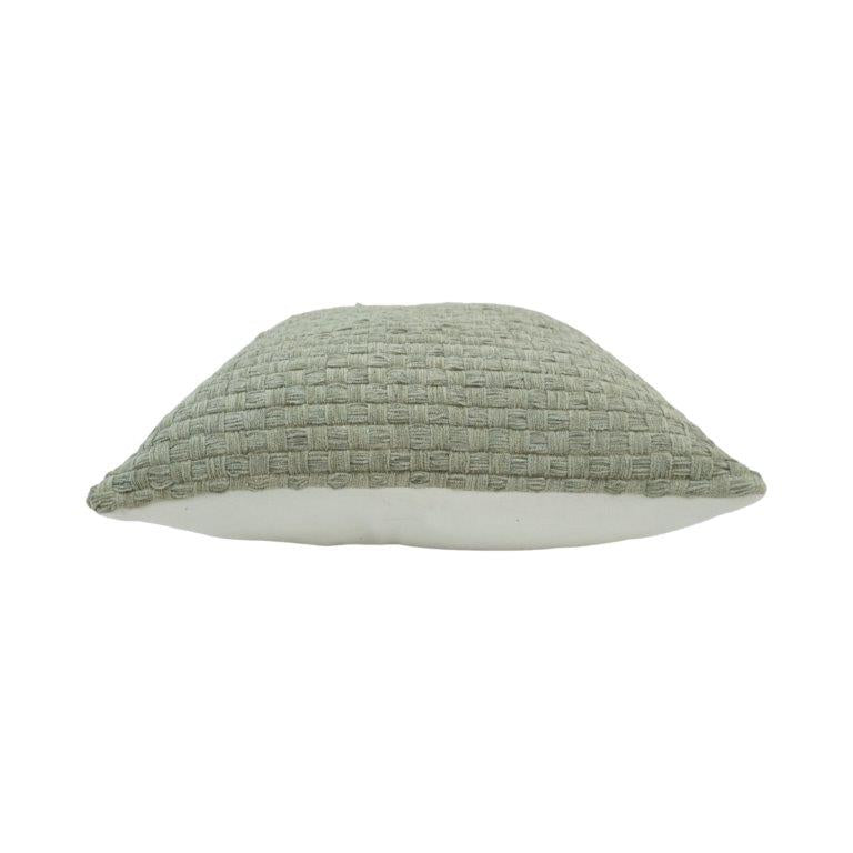 Handmade Woven Cotton Cushion Cover – Sage Green Textured Pillow Cover 45x45 cm | Modern Boho Decorative Cushion - Bulk manufacturer & supplier from Panipat, India