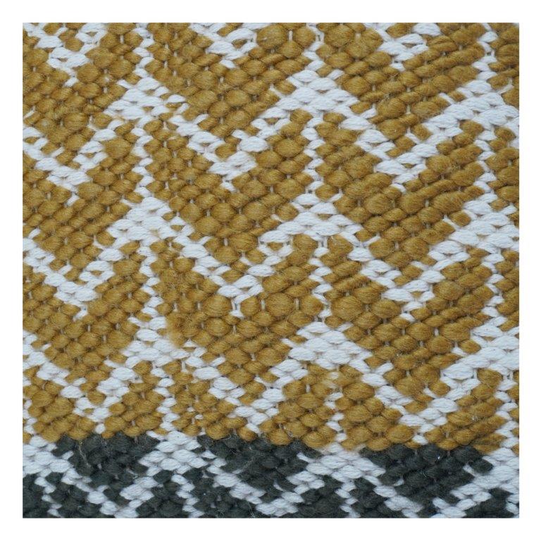 Senf- und Olivfarbener geometrischer handgewebter Kissenbezug aus Baumwolle | Strukturiertes Chevron-Muster | 45x45 cm dekorativer Kissenbezug - Bulk manufacturer & supplier from Panipat, India