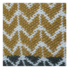 Mustard & Olive Geometric Hand Woven Cotton Cushion Cover | Textured Chevron Pattern | 18x18 Inch Decorative Pillow Case