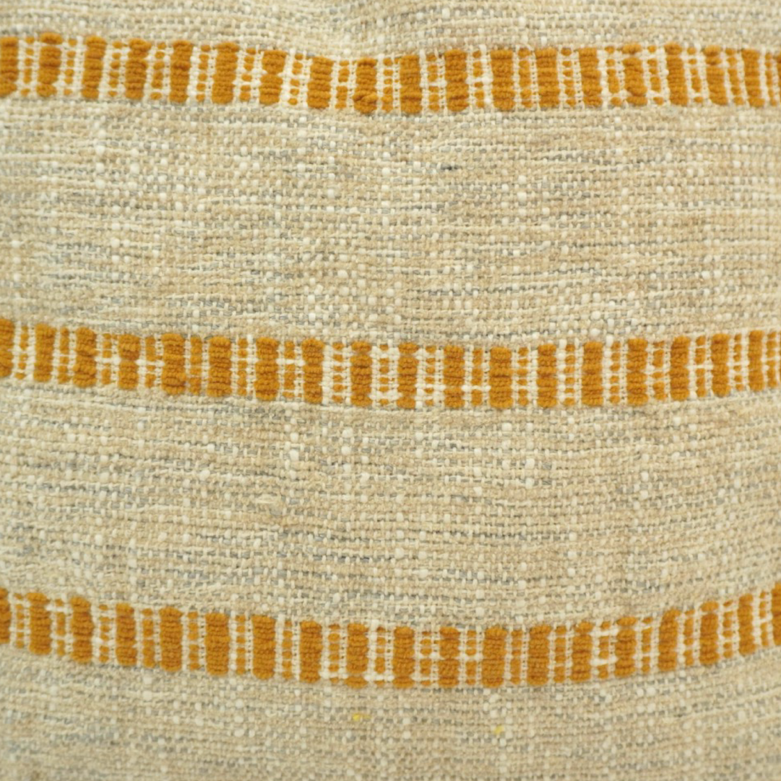 Mustard Striped Handwoven Cotton Cushion Cover – 45x45 cm | Textured Boho Throw Pillow Cover