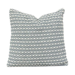 Textured Woven Cotton Cushion Cover – Geometric Pattern | Soft Grey & White | 45x45 cm