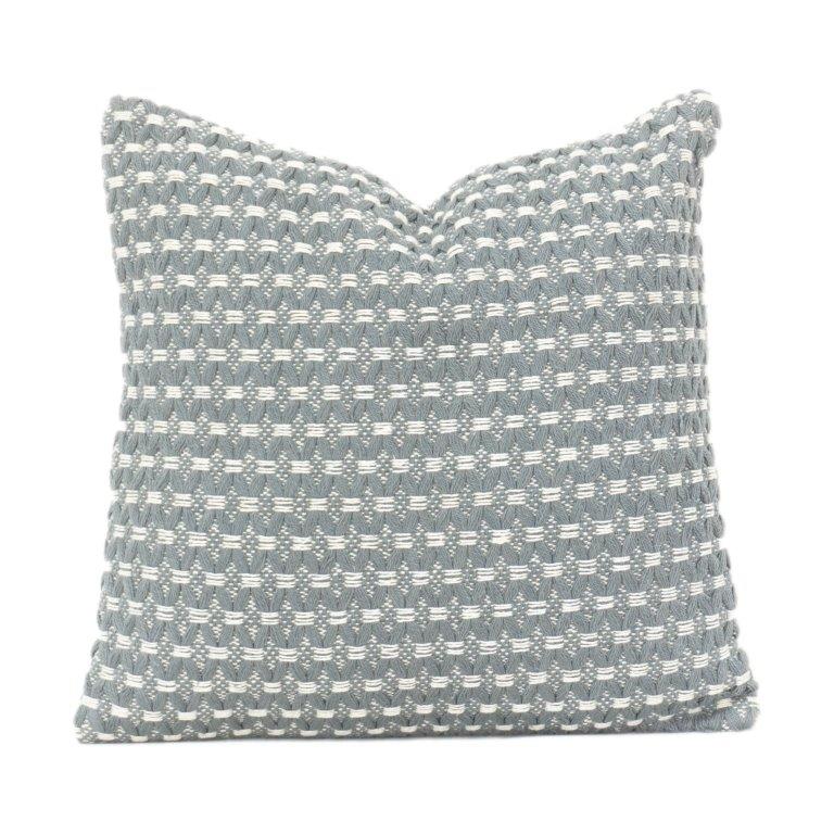 Textured Woven Cotton Cushion Cover – Geometric Pattern | Soft Grey & White | 45x45 cm