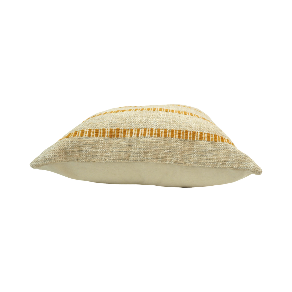Mustard Striped Handwoven Cotton Cushion Cover – 45x45 cm | Textured Boho Throw Pillow Cover - Bulk manufacturer & supplier from Panipat, India
