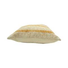 Mustard Striped Handwoven Cotton Cushion Cover – 45x45 cm | Textured Boho Throw Pillow Cover
