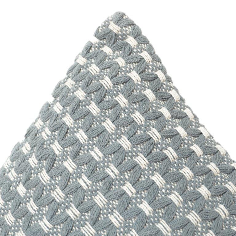 Textured Woven Cotton Cushion Cover – Geometric Pattern | Soft Grey & White | 45x45 cm