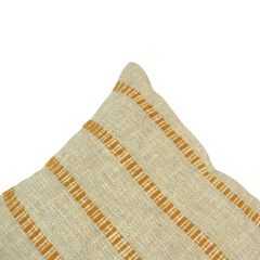 Mustard Striped Handwoven Cotton Cushion Cover – 45x45 cm | Textured Boho Throw Pillow Cover
