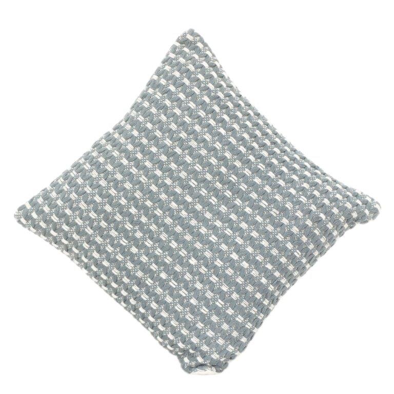 Textured Woven Cotton Cushion Cover – Geometric Pattern | Soft Grey & White | 45x45 cm - Bulk manufacturer & supplier from Panipat, India