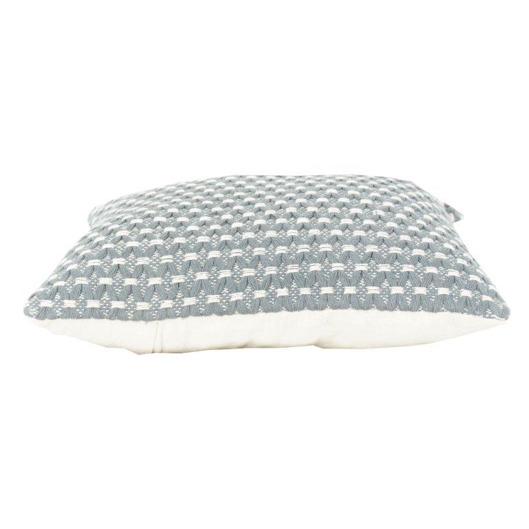 Textured Woven Cotton Cushion Cover – Geometric Pattern | Soft Grey & White | 45x45 cm - Bulk manufacturer & supplier from Panipat, India