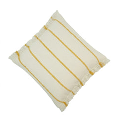 Mustard Striped Handwoven Cotton Cushion Cover – 45x45 cm | Textured Boho Throw Pillow Cover
