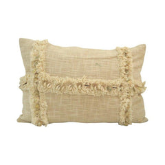 Boho Shell Fringe Cushion Cover – Handcrafted Textured Cotton Lumbar Pillow | 35 x 50 cm