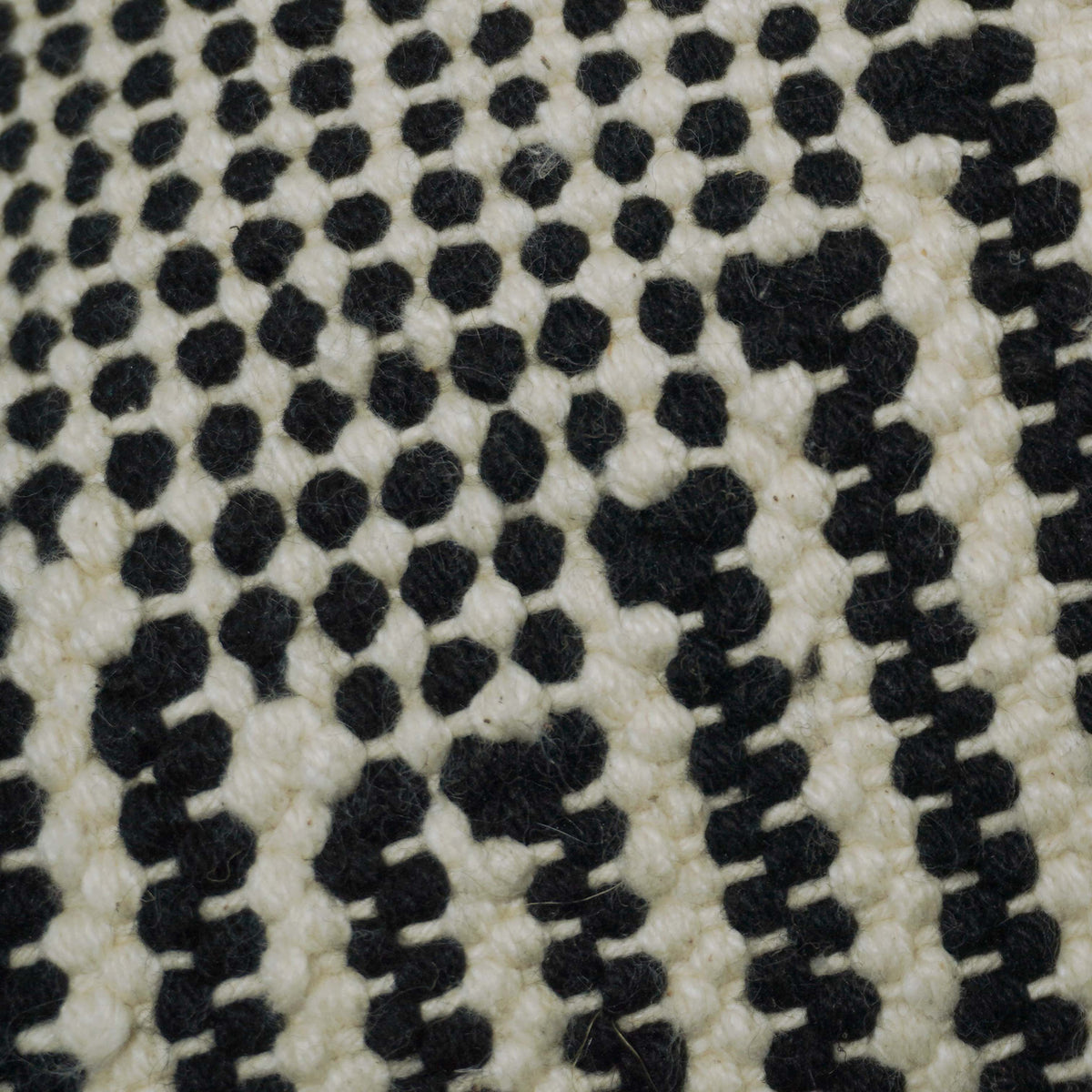 Handwoven Cotton Cushion Cover 45x45 cm – Black & Ivory Abstract Geometric Pattern