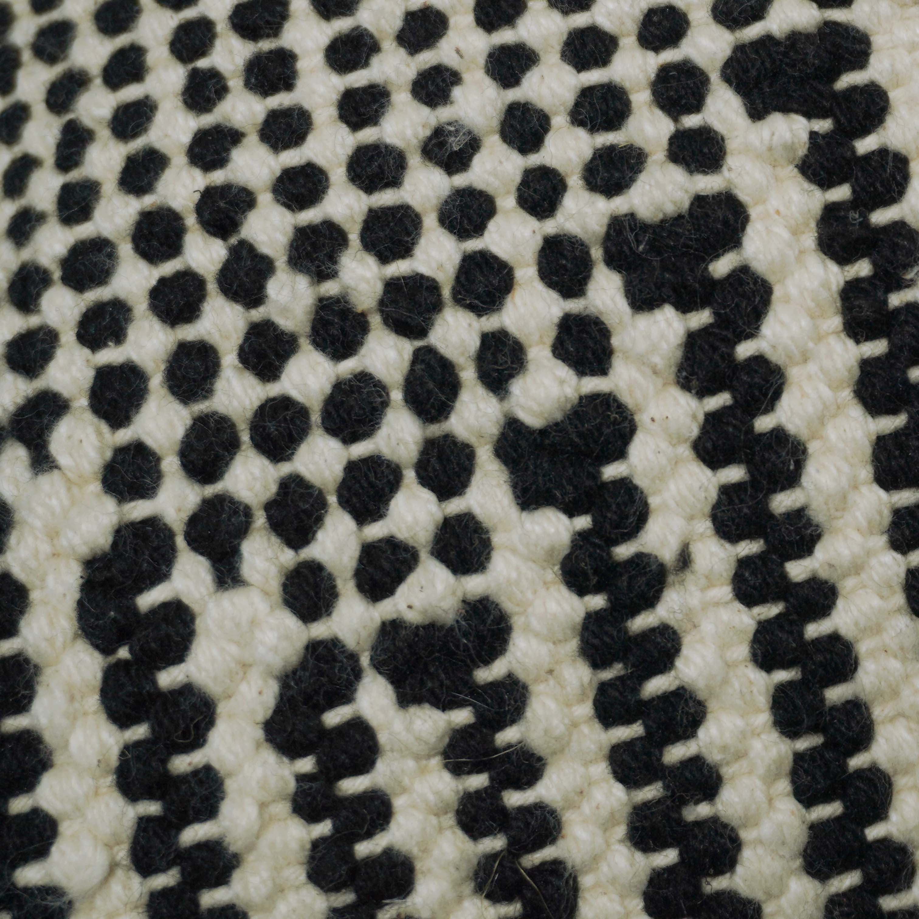 Handwoven Cotton Cushion Cover 45x45 cm – Black & Ivory Abstract Geometric Pattern