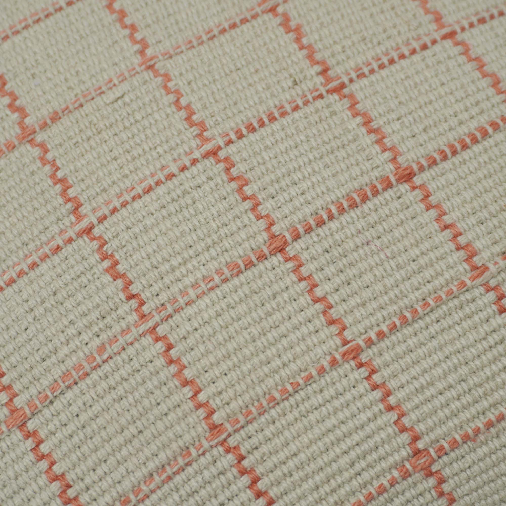 Handwoven Cotton Grid Pattern Cushion Cover 45x45 cm | Woven Decorative Throw Pillow Cover | Soft Textured Beige & Blush Pink | Hidden Zip | Modern Minimalist Home Décor