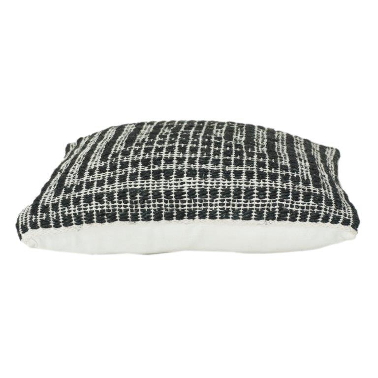Handwoven Jute Cushion Cover – Black & Natural Geometric Pattern | Rustic Boho Decor | 18x18 Inch