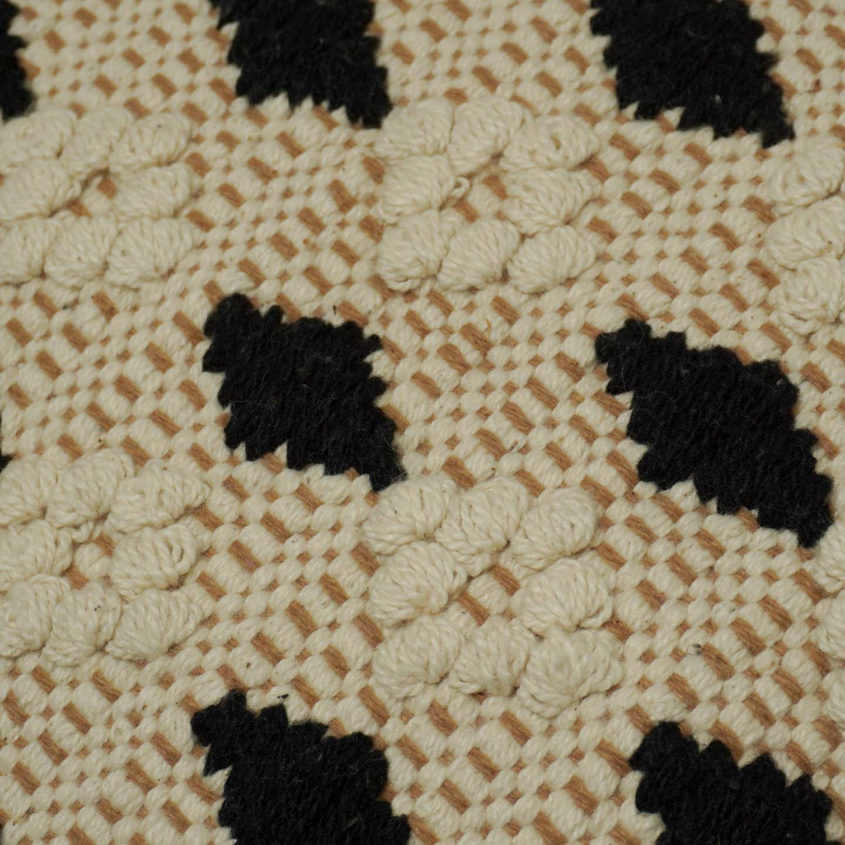 Handwoven Cotton Cushion Cover 45x45 cm | Black & Natural Geometric Textured Design | Boho Decorative Throw Pillow Cover | Hidden Zipper | Sofa & Bed Accent