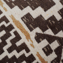 Brown mustard and ivory tribal geometric jacquard lumbar cushion cover 35x50 cm