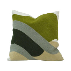 Abstract Embroidered Cotton Cushion Cover 45x45 cm | Modern Wave Design Decorative Pillow Cover