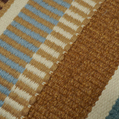 Handwoven Cotton Striped Cushion Cover 35x50 cm | Woven Lumbar Throw Pillow Cover | Blue, Brown & Beige Decorative Cushion Cover