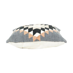 Handwoven Geometric Cotton Cushion Cover – Modern Tribal Pattern in Grey, Black & Beige (18x18 Inch)