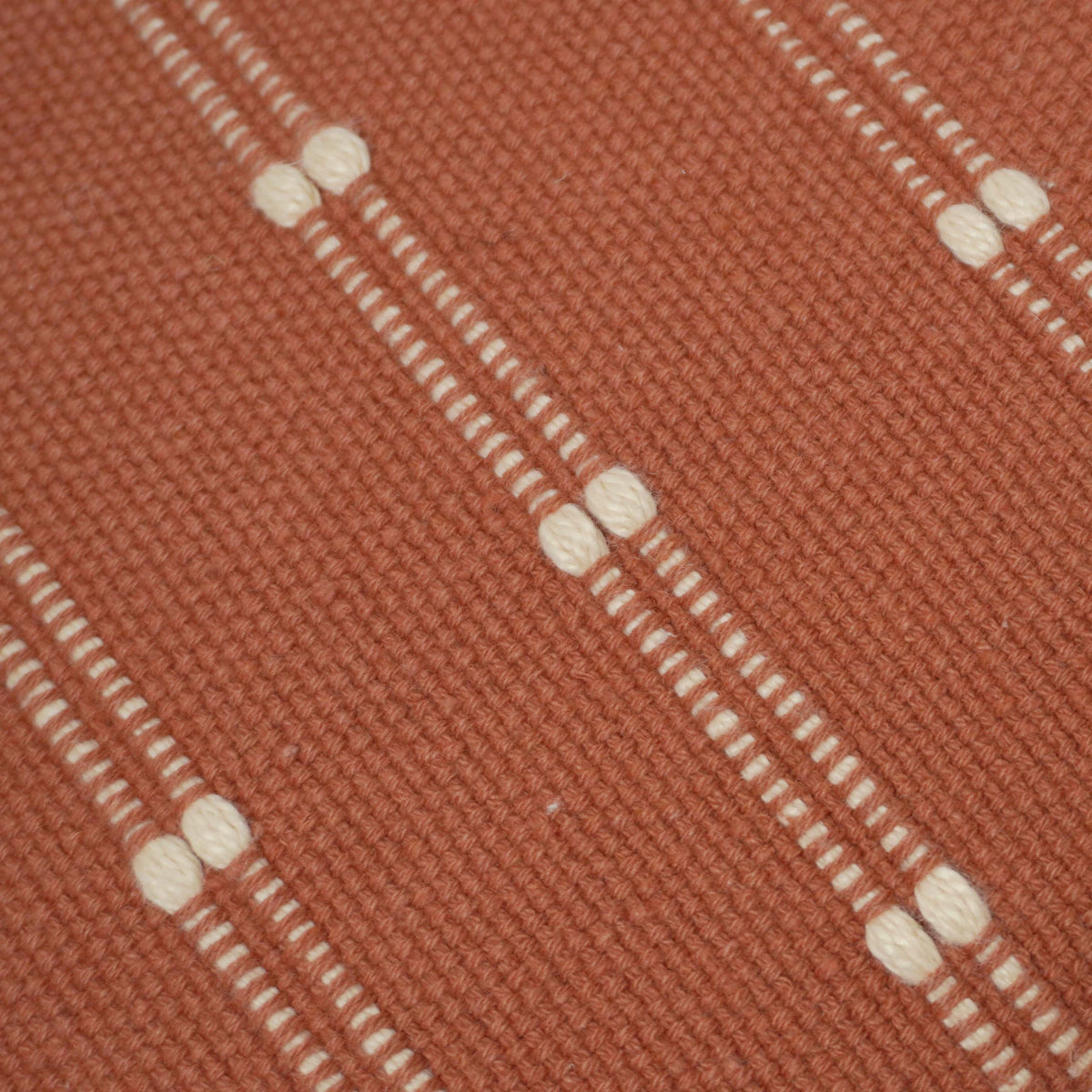 Handwoven Terracotta & Ivory Striped Cushion Cover – 45 x 45 cm