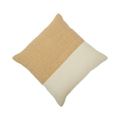 Handmade Two-Tone Cotton Cushion Cover 45x45 cm | Mustard & Ivory Textured Decorative Pillow Cover
