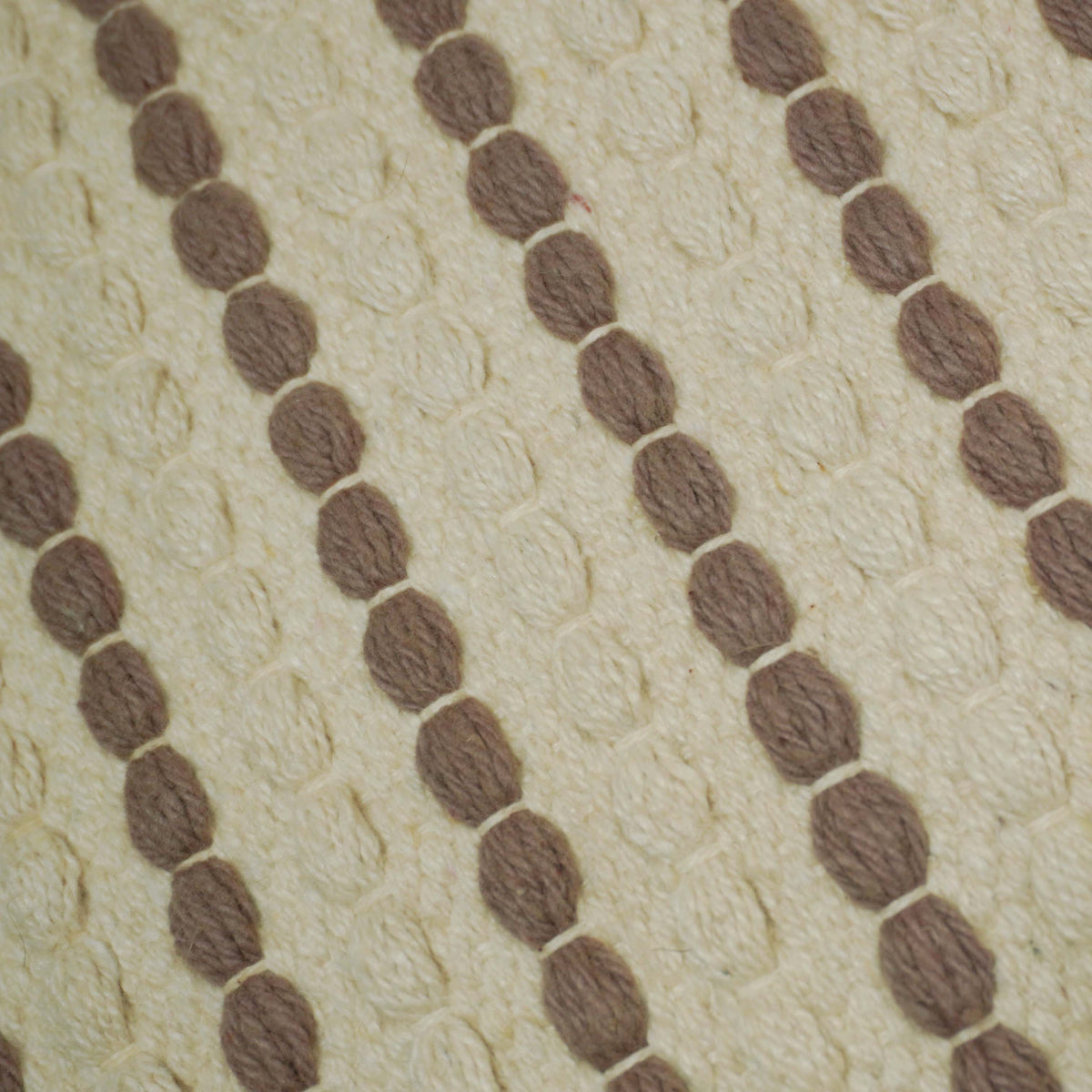Handwoven Cotton Cushion Cover 45x45 cm – Ivory & Taupe Striped Textured Design | Handmade Boho Home Décor