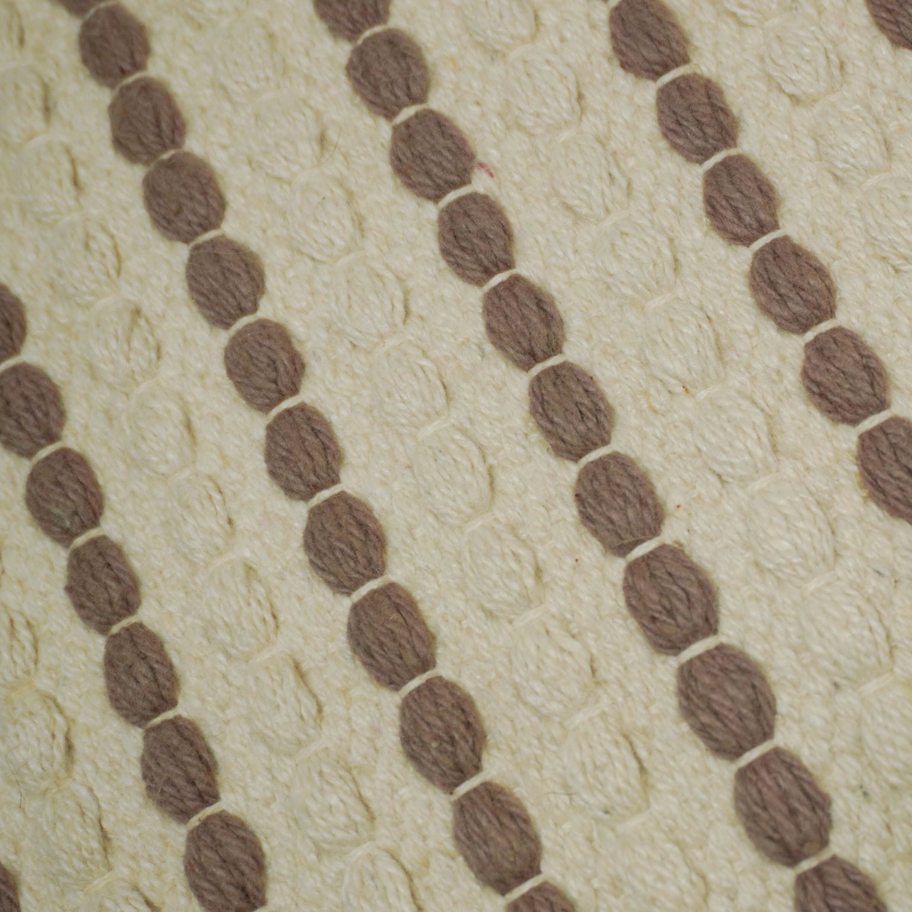Handwoven Cotton Cushion Cover 45x45 cm – Ivory & Taupe Striped Textured Design | Handmade Boho Home Décor