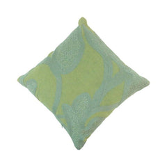 Verdant Bloom Embroidered Cotton Cushion Cover – Green Abstract Botanical Design | 45x45 cm