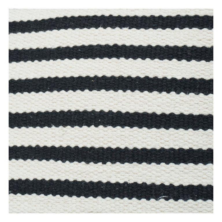 Black & White Striped Cotton Cushion Cover 45x45 cm | Woven Textured Minimalist Pillow Cover with Hidden Zip