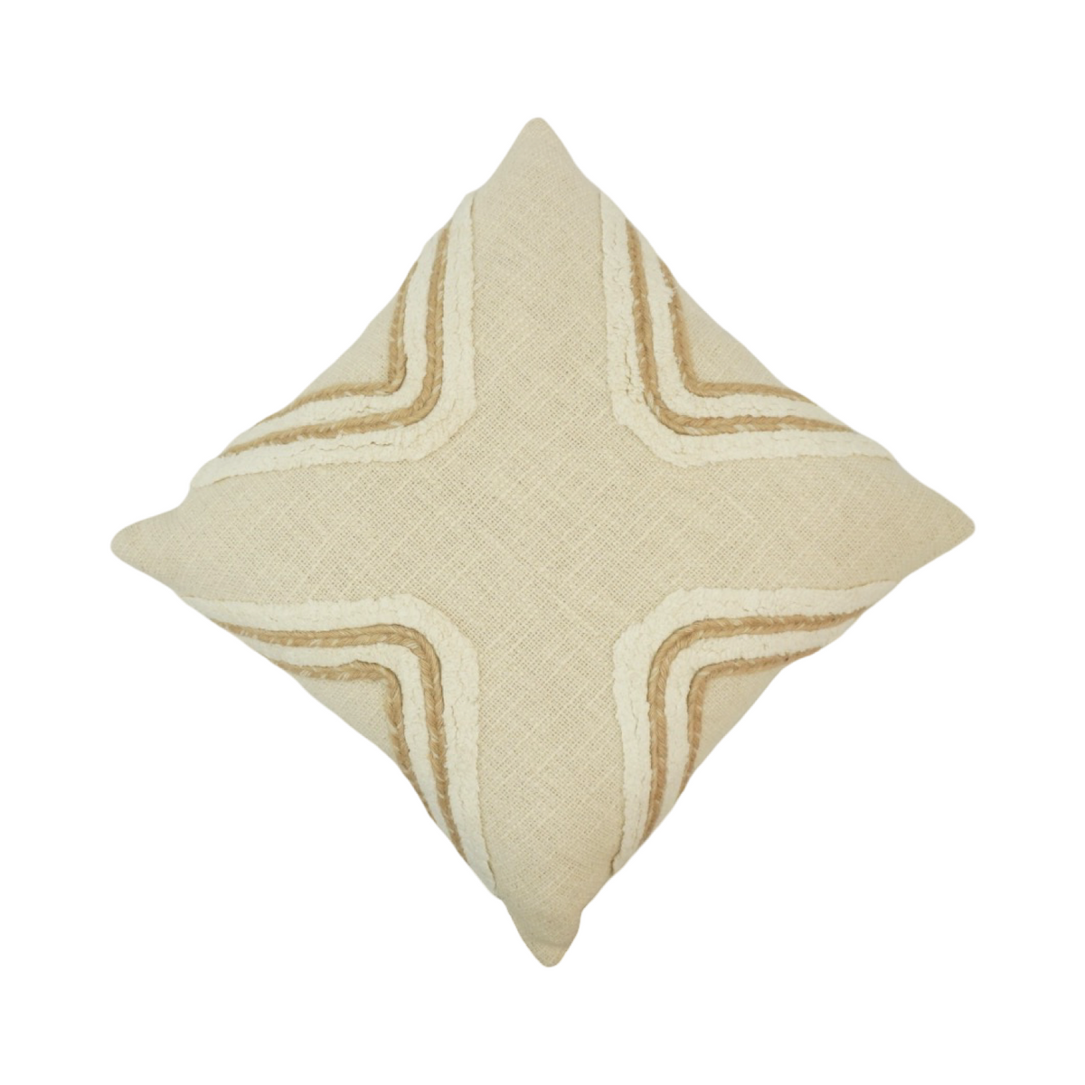 Handwoven Textured Cotton Cushion Cover with Tufted Wave Design – 45x45 cm | Neutral Boho Decorative Pillow Cover - Bulk manufacturer & supplier from Panipat, India