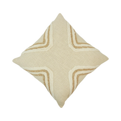 Handwoven Textured Cotton Cushion Cover with Tufted Wave Design – 45x45 cm | Neutral Boho Decorative Pillow Cover