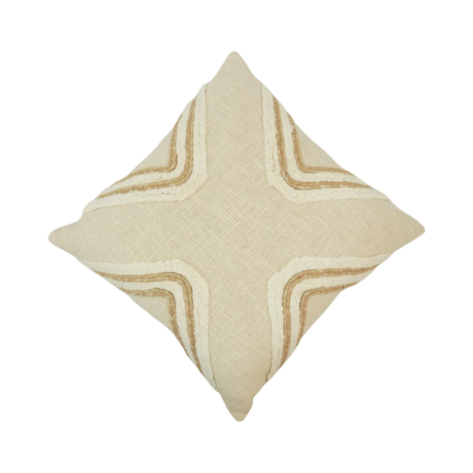 Handwoven Textured Cotton Cushion Cover with Tufted Wave Design – 45x45 cm | Neutral Boho Decorative Pillow Cover