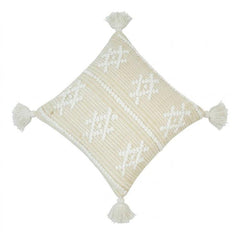 Handmade Tufted Cotton Cushion Cover with Tassels – Boho Cream Cushion Cover 45x45 cm