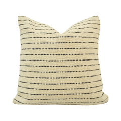 Handwoven Striped Cotton Cushion Cover | Neutral Black & Ivory Pillow Cover | 45x45 cm