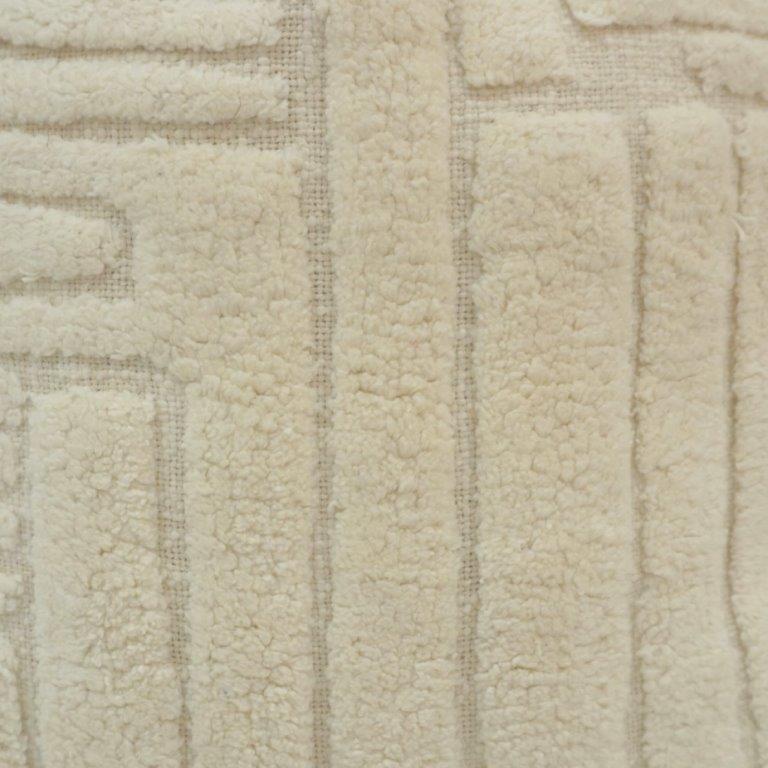 Tufted Cotton Cushion Cover 45x45 cm | Abstract Textured Boho Pillow Cover | Cream Embroidered Decorative Cushion - Bulk manufacturer & supplier from Panipat, India