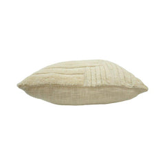 Tufted Cotton Cushion Cover 45x45 cm | Abstract Textured Boho Pillow Cover | Cream Embroidered Decorative Cushion