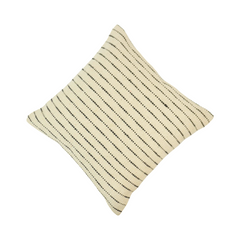 Handwoven Striped Cotton Cushion Cover | Neutral Black & Ivory Pillow Cover | 45x45 cm