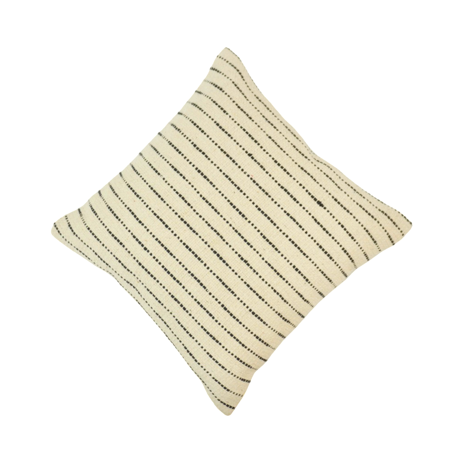 Handwoven Striped Cotton Cushion Cover | Neutral Black & Ivory Pillow Cover | 45x45 cm