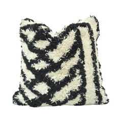 Zebra Tufted Cotton Cushion Cover | Black & Ivory Textured Pillow Cover | 45x45 cm