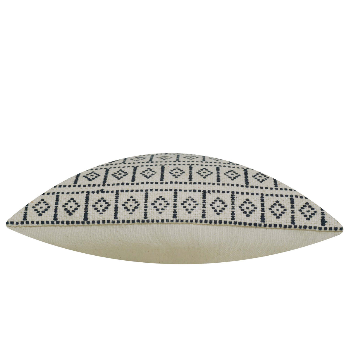Handwoven Cotton Cushion Cover 35x50 cm – Black & Ivory Geometric Pattern | Boho Decorative Lumbar Pillow Cover