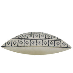 Handwoven Cotton Cushion Cover 35x50 cm – Black & Ivory Geometric Pattern | Boho Decorative Lumbar Pillow Cover